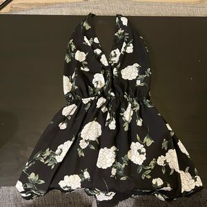 TOBI open back halter top romper